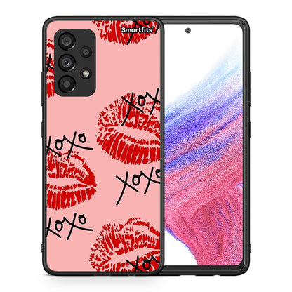 Θήκη Samsung A53 5G XOXO Lips από τη Smartfits με σχέδιο στο πίσω μέρος και μαύρο περίβλημα | Samsung A53 5G XOXO Lips case with colorful back and black bezels