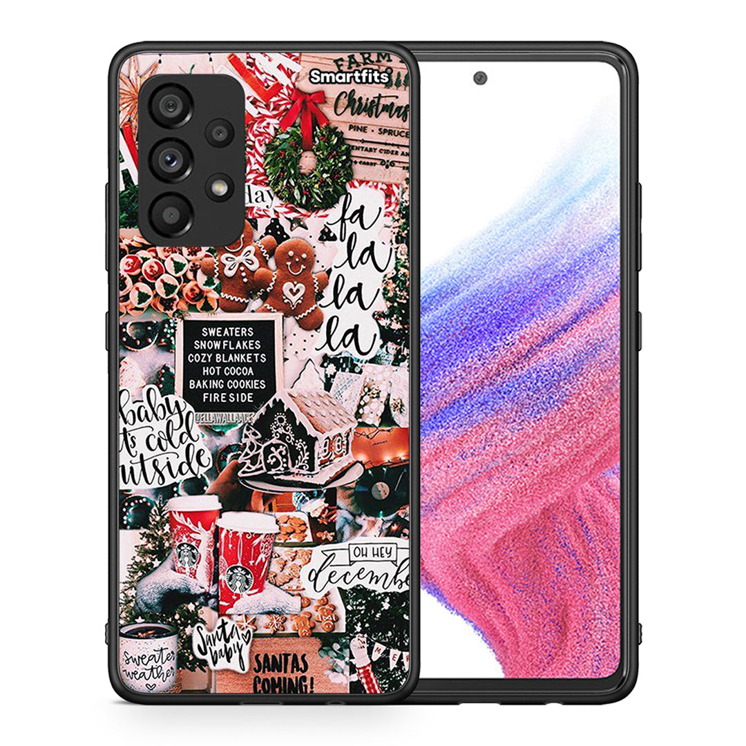 Θήκη Samsung A53 5G Xmas Habbits από τη Smartfits με σχέδιο στο πίσω μέρος και μαύρο περίβλημα | Samsung A53 5G Xmas Habbits case with colorful back and black bezels