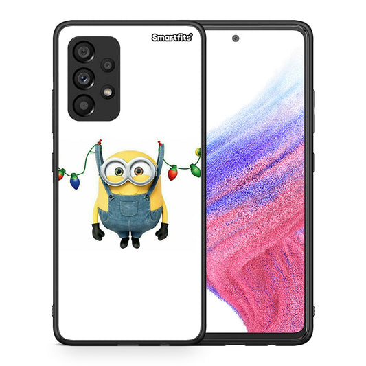 Θήκη Samsung A53 5G Xmas Minion Lights από τη Smartfits με σχέδιο στο πίσω μέρος και μαύρο περίβλημα | Samsung A53 5G Xmas Minion Lights case with colorful back and black bezels