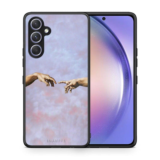 Θήκη Samsung Galaxy A54 Adam Hand από τη Smartfits με σχέδιο στο πίσω μέρος και μαύρο περίβλημα | Samsung Galaxy A54 Adam Hand Case with Colorful Back and Black Bezels