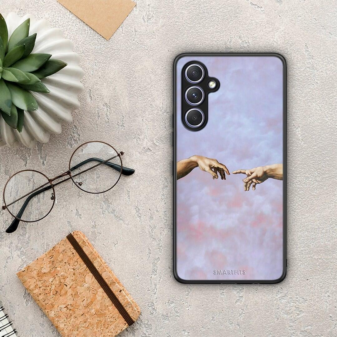 Θήκη Samsung Galaxy A54 Adam Hand από τη Smartfits με σχέδιο στο πίσω μέρος και μαύρο περίβλημα | Samsung Galaxy A54 Adam Hand Case with Colorful Back and Black Bezels
