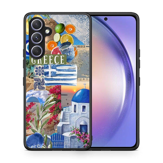 Θήκη Samsung Galaxy A54 All Greek από τη Smartfits με σχέδιο στο πίσω μέρος και μαύρο περίβλημα | Samsung Galaxy A54 All Greek Case with Colorful Back and Black Bezels