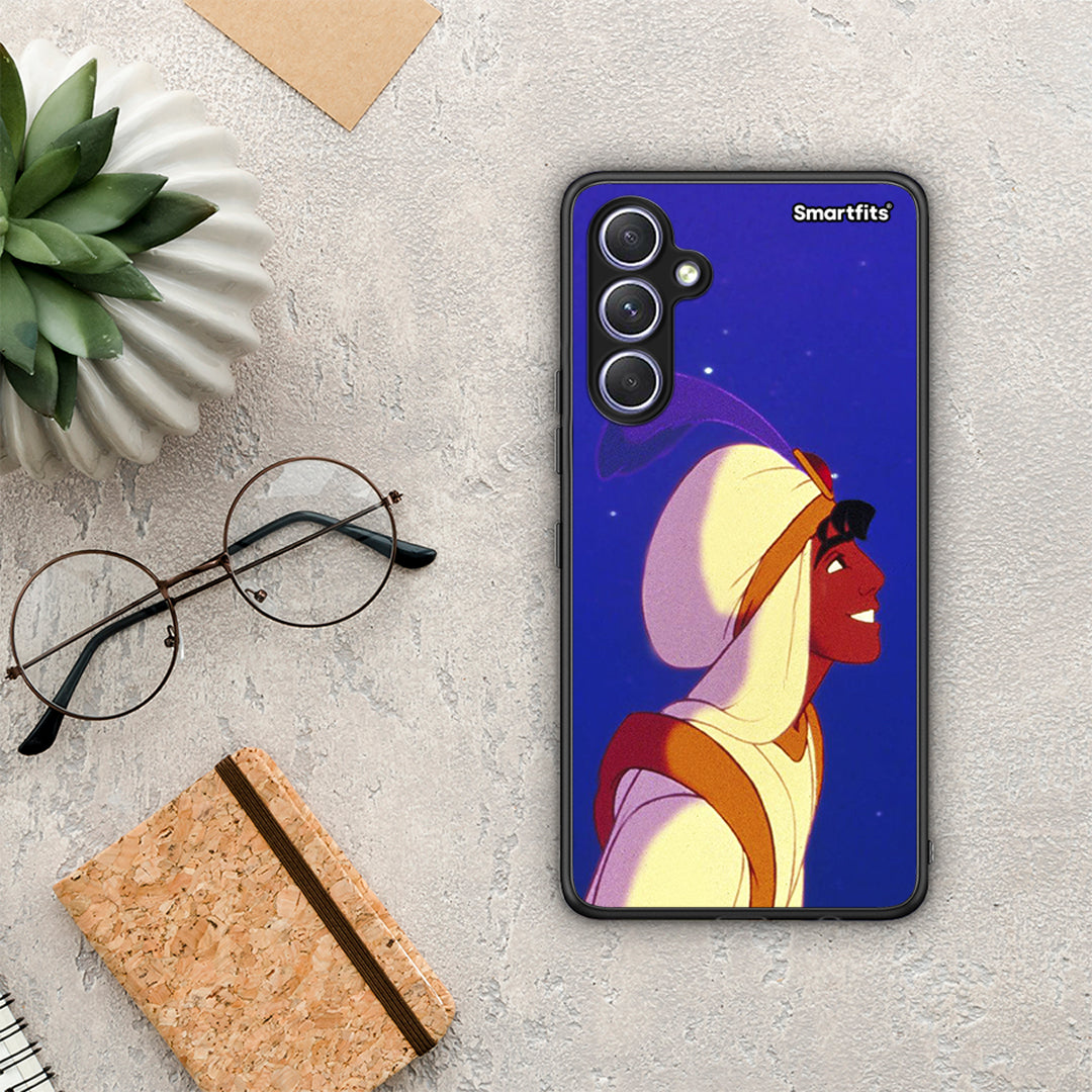 Θήκη Samsung Galaxy A54 Alladin And Jasmine Love 1 από τη Smartfits με σχέδιο στο πίσω μέρος και μαύρο περίβλημα | Samsung Galaxy A54 Alladin And Jasmine Love 1 Case with Colorful Back and Black Bezels