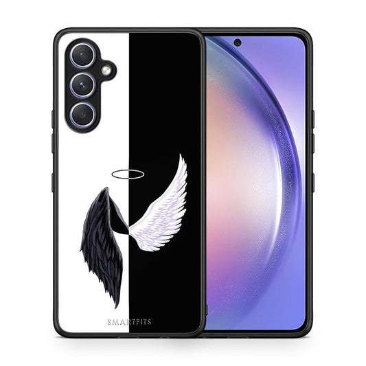 Θήκη Samsung Galaxy A54 Angels Demons από τη Smartfits με σχέδιο στο πίσω μέρος και μαύρο περίβλημα | Samsung Galaxy A54 Angels Demons Case with Colorful Back and Black Bezels