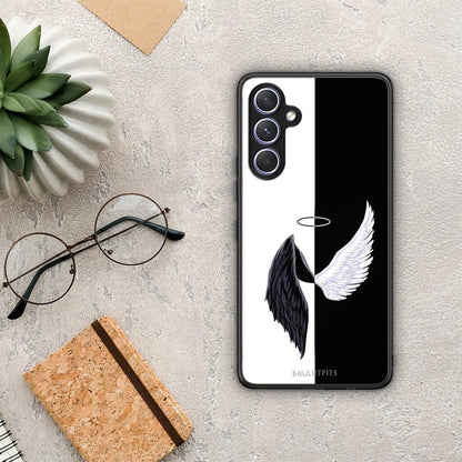 Θήκη Samsung Galaxy A54 Angels Demons από τη Smartfits με σχέδιο στο πίσω μέρος και μαύρο περίβλημα | Samsung Galaxy A54 Angels Demons Case with Colorful Back and Black Bezels
