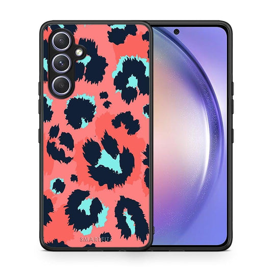 Θήκη Samsung Galaxy A54 Animal Pink Leopard από τη Smartfits με σχέδιο στο πίσω μέρος και μαύρο περίβλημα | Samsung Galaxy A54 Animal Pink Leopard Case with Colorful Back and Black Bezels
