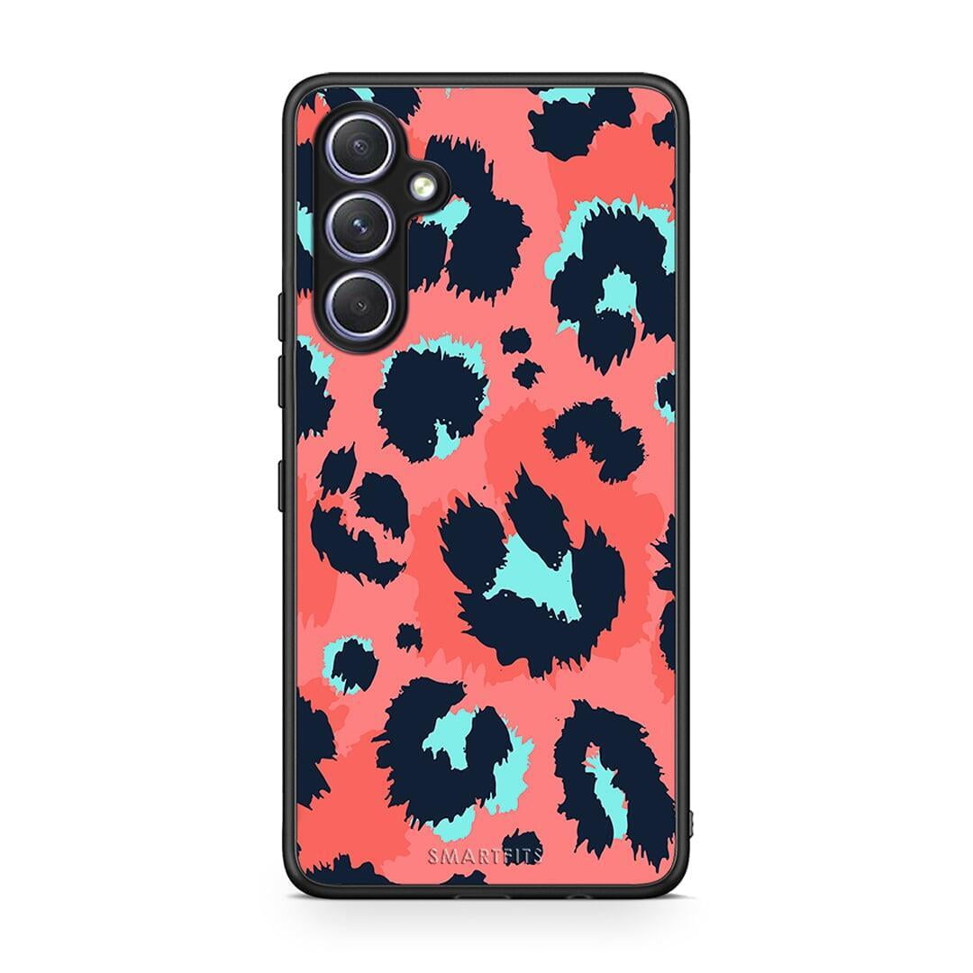 Θήκη Samsung Galaxy A54 Animal Pink Leopard από τη Smartfits με σχέδιο στο πίσω μέρος και μαύρο περίβλημα | Samsung Galaxy A54 Animal Pink Leopard Case with Colorful Back and Black Bezels
