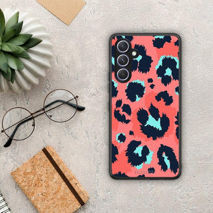 Θήκη Samsung Galaxy A54 Animal Pink Leopard από τη Smartfits με σχέδιο στο πίσω μέρος και μαύρο περίβλημα | Samsung Galaxy A54 Animal Pink Leopard Case with Colorful Back and Black Bezels