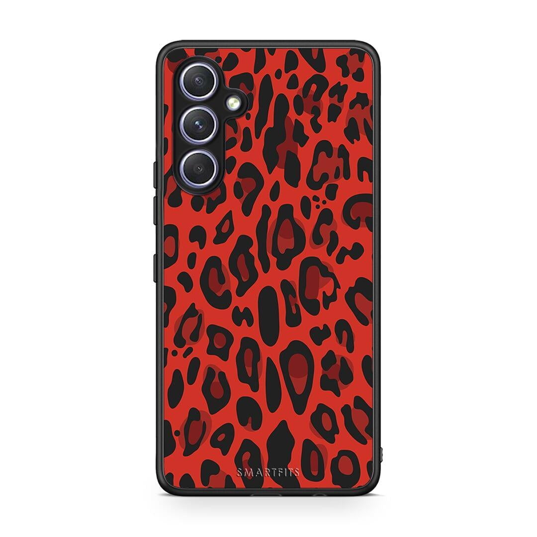Θήκη Samsung Galaxy A54 Animal Red Leopard από τη Smartfits με σχέδιο στο πίσω μέρος και μαύρο περίβλημα | Samsung Galaxy A54 Animal Red Leopard Case with Colorful Back and Black Bezels