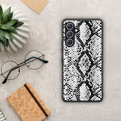 Θήκη Samsung Galaxy A54 Animal White Snake από τη Smartfits με σχέδιο στο πίσω μέρος και μαύρο περίβλημα | Samsung Galaxy A54 Animal White Snake Case with Colorful Back and Black Bezels