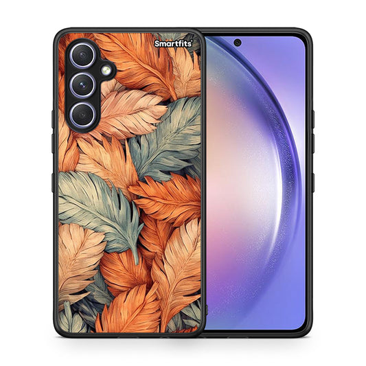 Θήκη Samsung Galaxy A54 Autumn Leaves από τη Smartfits με σχέδιο στο πίσω μέρος και μαύρο περίβλημα | Samsung Galaxy A54 Autumn Leaves Case with Colorful Back and Black Bezels