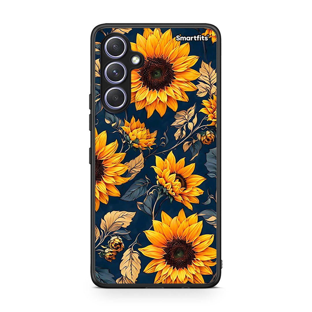 Θήκη Samsung Galaxy A54 Autumn Sunflowers από τη Smartfits με σχέδιο στο πίσω μέρος και μαύρο περίβλημα | Samsung Galaxy A54 Autumn Sunflowers Case with Colorful Back and Black Bezels