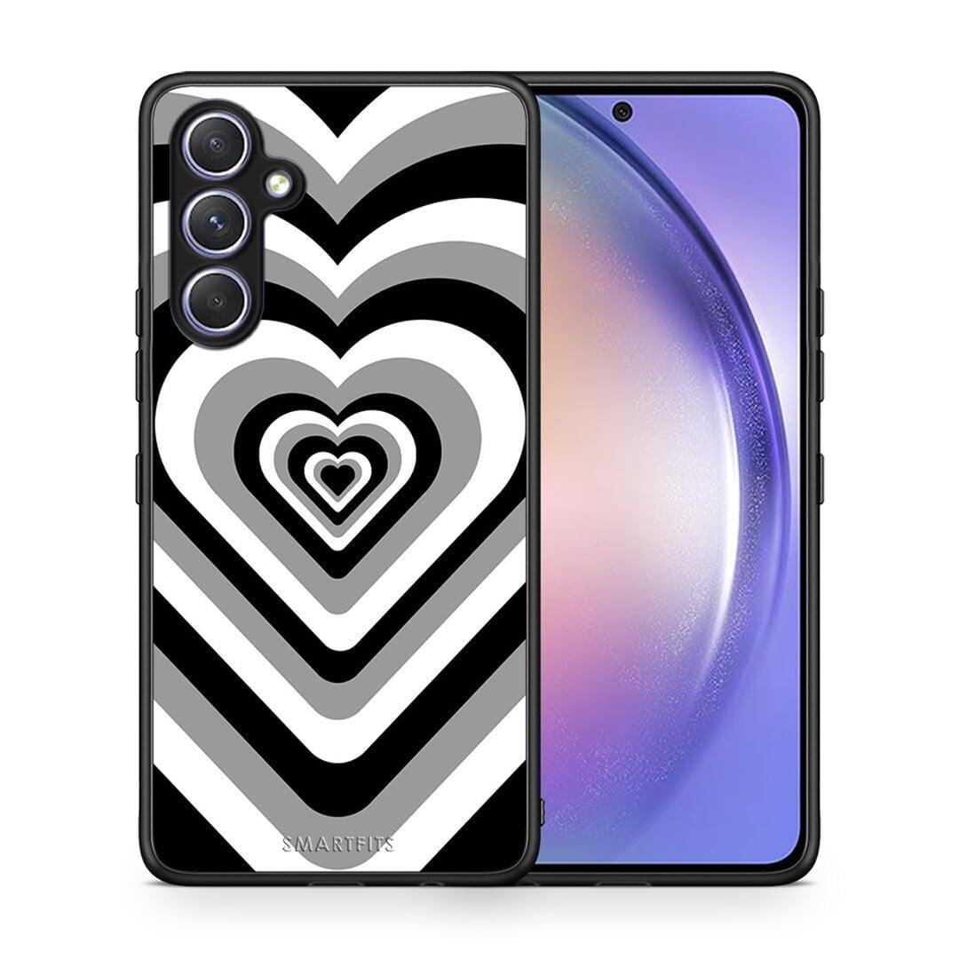 Θήκη Samsung Galaxy A54 Black Hearts από τη Smartfits με σχέδιο στο πίσω μέρος και μαύρο περίβλημα | Samsung Galaxy A54 Black Hearts Case with Colorful Back and Black Bezels