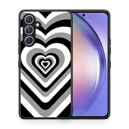 Θήκη Samsung Galaxy A54 Black Hearts από τη Smartfits με σχέδιο στο πίσω μέρος και μαύρο περίβλημα | Samsung Galaxy A54 Black Hearts Case with Colorful Back and Black Bezels