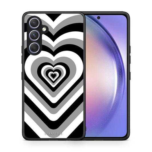 Θήκη Samsung Galaxy A54 Black Hearts από τη Smartfits με σχέδιο στο πίσω μέρος και μαύρο περίβλημα | Samsung Galaxy A54 Black Hearts Case with Colorful Back and Black Bezels