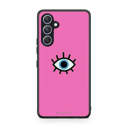 Θήκη Samsung Galaxy A54 Blue Eye Pink από τη Smartfits με σχέδιο στο πίσω μέρος και μαύρο περίβλημα | Samsung Galaxy A54 Blue Eye Pink Case with Colorful Back and Black Bezels
