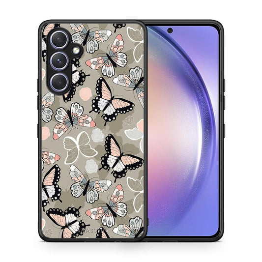 Θήκη Samsung Galaxy A54 Boho Butterflies από τη Smartfits με σχέδιο στο πίσω μέρος και μαύρο περίβλημα | Samsung Galaxy A54 Boho Butterflies Case with Colorful Back and Black Bezels