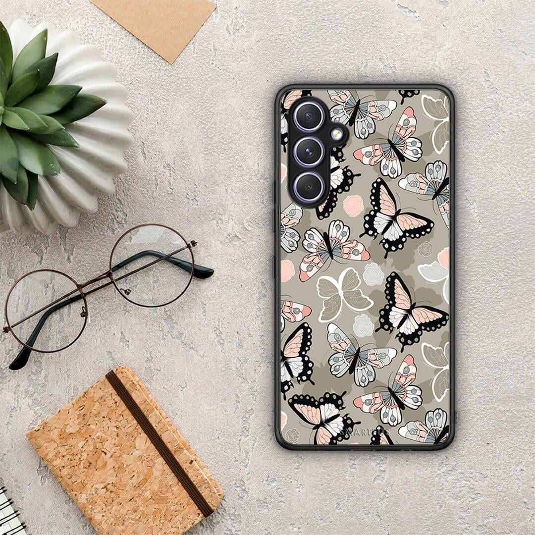 Θήκη Samsung Galaxy A54 Boho Butterflies από τη Smartfits με σχέδιο στο πίσω μέρος και μαύρο περίβλημα | Samsung Galaxy A54 Boho Butterflies Case with Colorful Back and Black Bezels