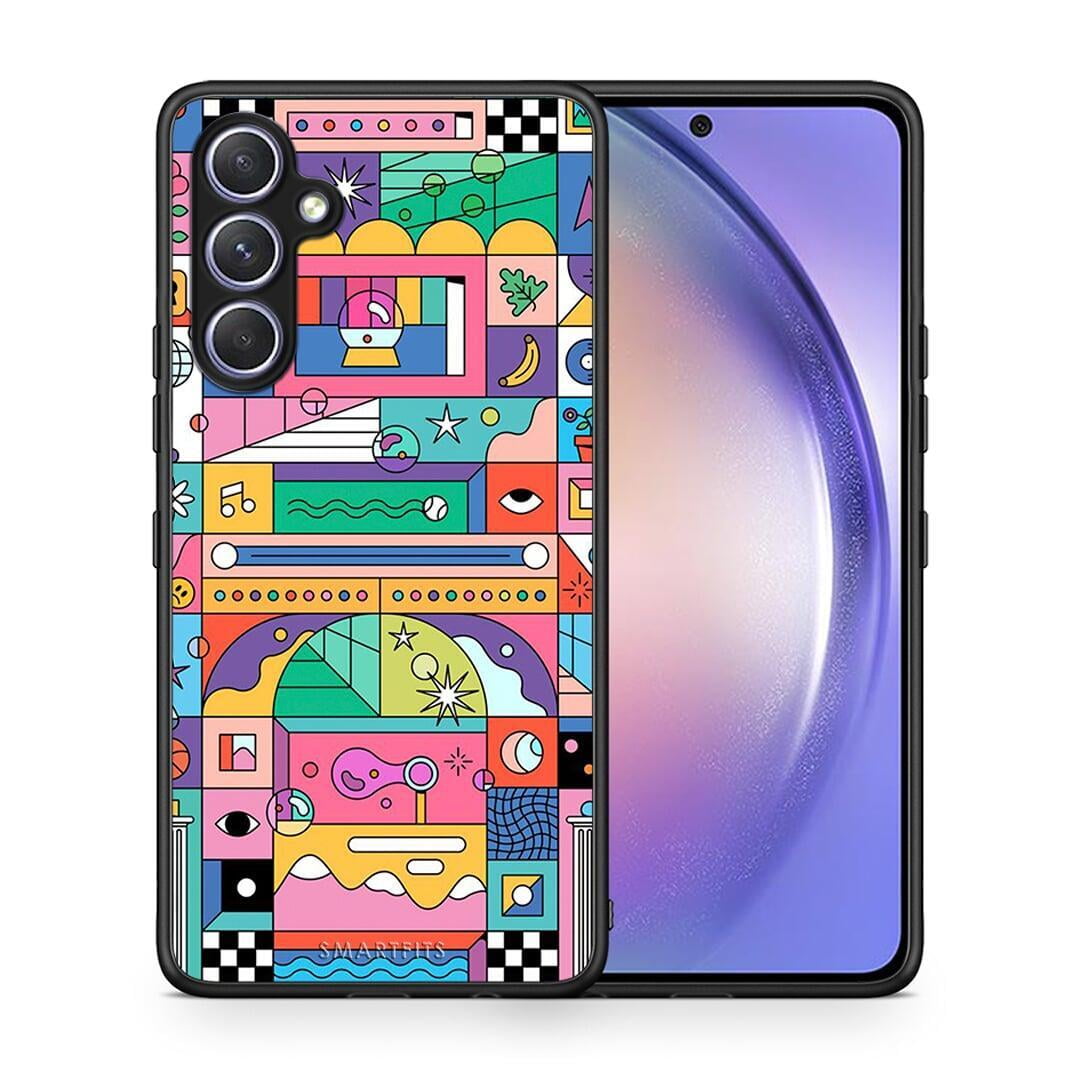 Θήκη Samsung Galaxy A54 Bubbles Soap από τη Smartfits με σχέδιο στο πίσω μέρος και μαύρο περίβλημα | Samsung Galaxy A54 Bubbles Soap Case with Colorful Back and Black Bezels