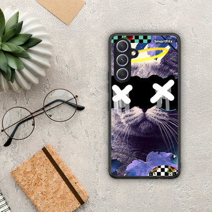 Θήκη Samsung Galaxy A54 Cat Collage από τη Smartfits με σχέδιο στο πίσω μέρος και μαύρο περίβλημα | Samsung Galaxy A54 Cat Collage Case with Colorful Back and Black Bezels