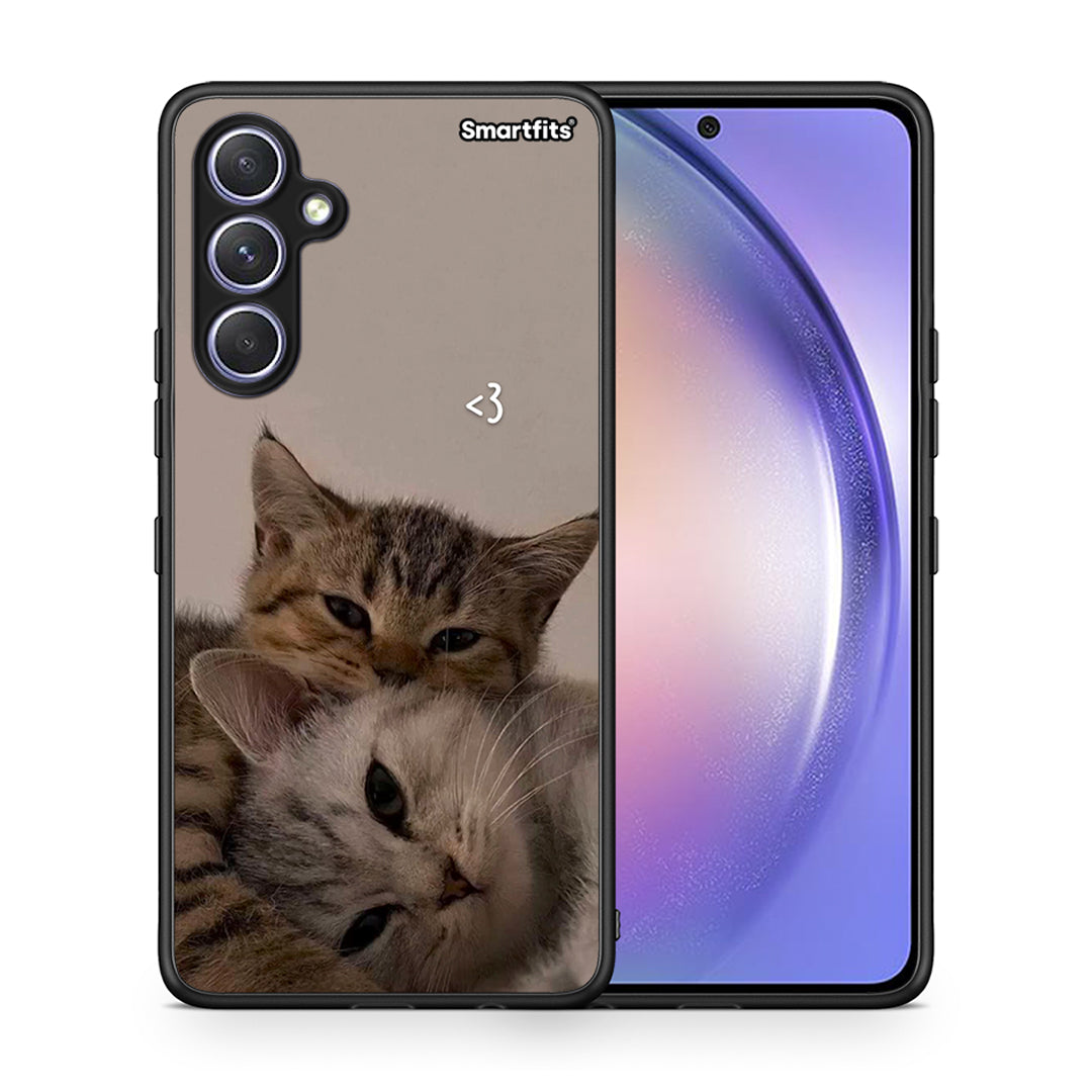 Θήκη Samsung Galaxy A54 Cats In Love από τη Smartfits με σχέδιο στο πίσω μέρος και μαύρο περίβλημα | Samsung Galaxy A54 Cats In Love Case with Colorful Back and Black Bezels