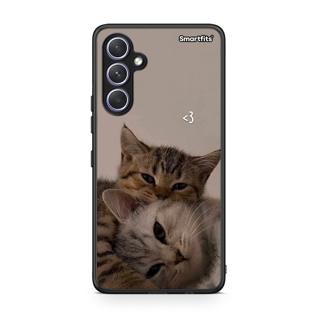 Θήκη Samsung Galaxy A54 Cats In Love από τη Smartfits με σχέδιο στο πίσω μέρος και μαύρο περίβλημα | Samsung Galaxy A54 Cats In Love Case with Colorful Back and Black Bezels