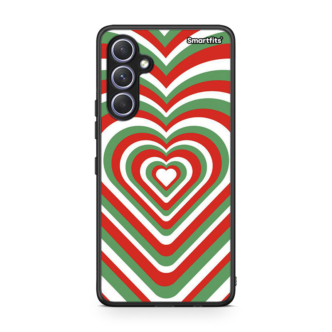 Θήκη Samsung Galaxy A54 Christmas Hearts από τη Smartfits με σχέδιο στο πίσω μέρος και μαύρο περίβλημα | Samsung Galaxy A54 Christmas Hearts Case with Colorful Back and Black Bezels