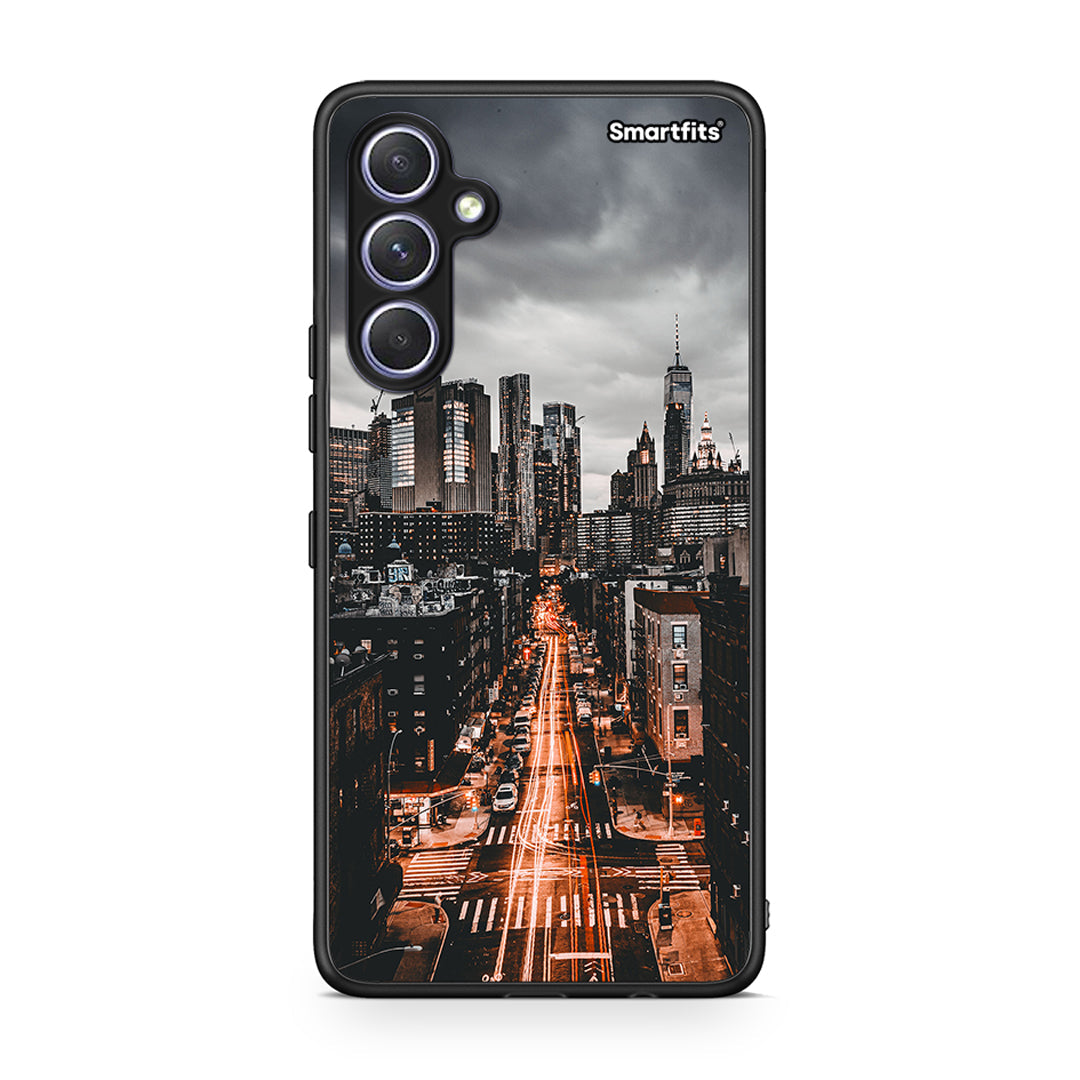 Θήκη Samsung Galaxy A54 City Lights από τη Smartfits με σχέδιο στο πίσω μέρος και μαύρο περίβλημα | Samsung Galaxy A54 City Lights Case with Colorful Back and Black Bezels