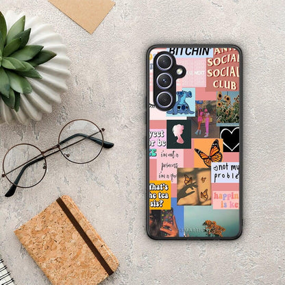 Θήκη Samsung Galaxy A54 Collage Bitchin από τη Smartfits με σχέδιο στο πίσω μέρος και μαύρο περίβλημα | Samsung Galaxy A54 Collage Bitchin Case with Colorful Back and Black Bezels