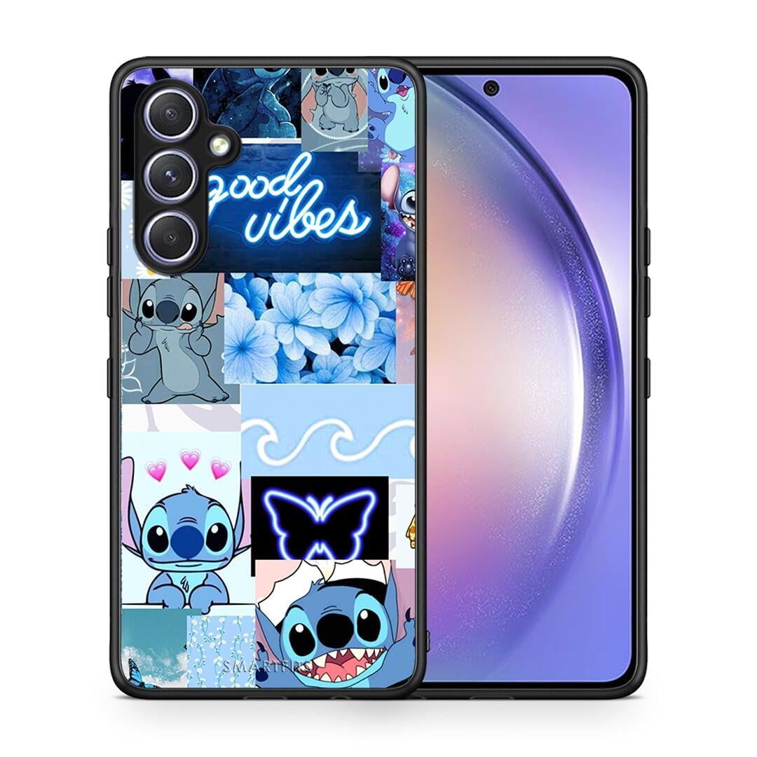 Θήκη Samsung Galaxy A54 Collage Good Vibes από τη Smartfits με σχέδιο στο πίσω μέρος και μαύρο περίβλημα | Samsung Galaxy A54 Collage Good Vibes Case with Colorful Back and Black Bezels