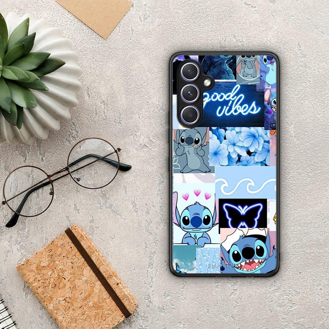 Θήκη Samsung Galaxy A54 Collage Good Vibes από τη Smartfits με σχέδιο στο πίσω μέρος και μαύρο περίβλημα | Samsung Galaxy A54 Collage Good Vibes Case with Colorful Back and Black Bezels