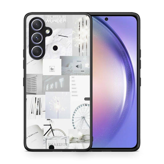 Θήκη Samsung Galaxy A54 Collage Make Me Wonder από τη Smartfits με σχέδιο στο πίσω μέρος και μαύρο περίβλημα | Samsung Galaxy A54 Collage Make Me Wonder Case with Colorful Back and Black Bezels