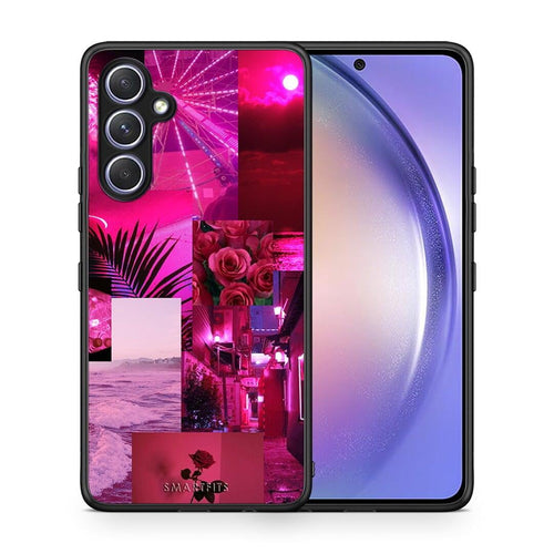 Θήκη Samsung Galaxy A54 Collage Red Roses από τη Smartfits με σχέδιο στο πίσω μέρος και μαύρο περίβλημα | Samsung Galaxy A54 Collage Red Roses Case with Colorful Back and Black Bezels