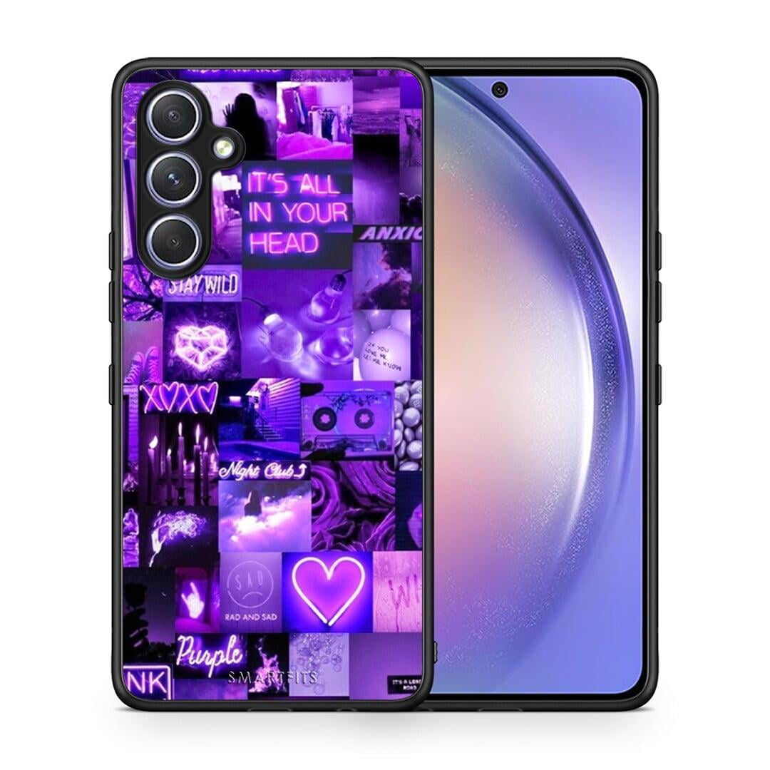 Θήκη Samsung Galaxy A54 Collage Stay Wild από τη Smartfits με σχέδιο στο πίσω μέρος και μαύρο περίβλημα | Samsung Galaxy A54 Collage Stay Wild Case with Colorful Back and Black Bezels