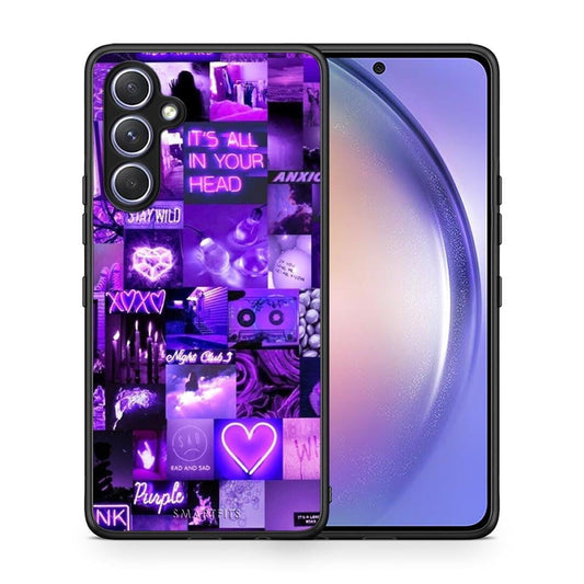 Θήκη Samsung Galaxy A54 Collage Stay Wild από τη Smartfits με σχέδιο στο πίσω μέρος και μαύρο περίβλημα | Samsung Galaxy A54 Collage Stay Wild Case with Colorful Back and Black Bezels