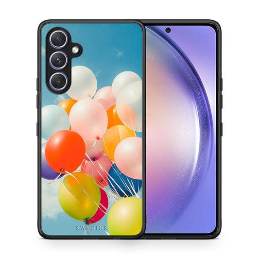 Θήκη Samsung Galaxy A54 Colorful Balloons από τη Smartfits με σχέδιο στο πίσω μέρος και μαύρο περίβλημα | Samsung Galaxy A54 Colorful Balloons Case with Colorful Back and Black Bezels