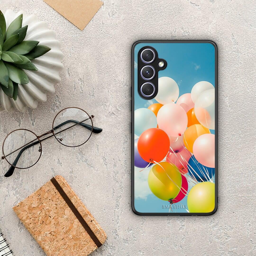 Θήκη Samsung Galaxy A54 Colorful Balloons από τη Smartfits με σχέδιο στο πίσω μέρος και μαύρο περίβλημα | Samsung Galaxy A54 Colorful Balloons Case with Colorful Back and Black Bezels