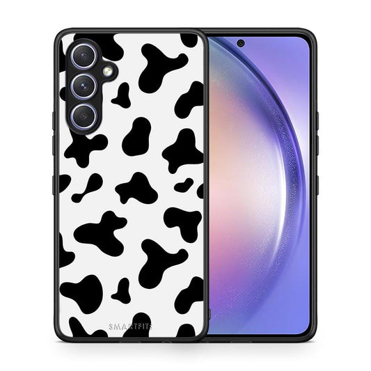 Θήκη Samsung Galaxy A54 Cow Print από τη Smartfits με σχέδιο στο πίσω μέρος και μαύρο περίβλημα | Samsung Galaxy A54 Cow Print Case with Colorful Back and Black Bezels