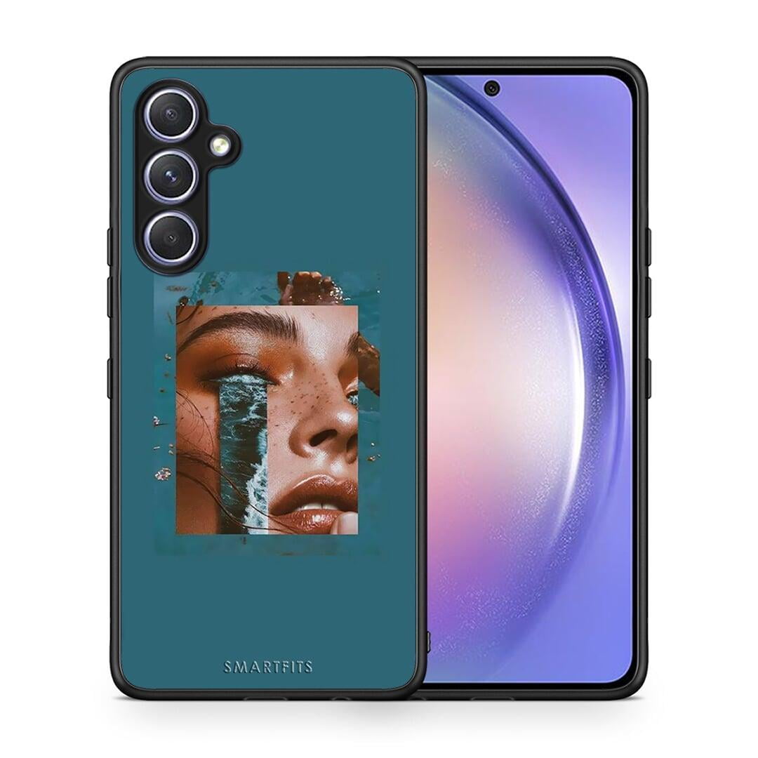 Θήκη Samsung Galaxy A54 Cry An Ocean από τη Smartfits με σχέδιο στο πίσω μέρος και μαύρο περίβλημα | Samsung Galaxy A54 Cry An Ocean Case with Colorful Back and Black Bezels