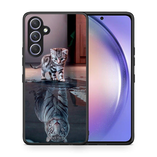Θήκη Samsung Galaxy A54 Cute Tiger από τη Smartfits με σχέδιο στο πίσω μέρος και μαύρο περίβλημα | Samsung Galaxy A54 Cute Tiger Case with Colorful Back and Black Bezels