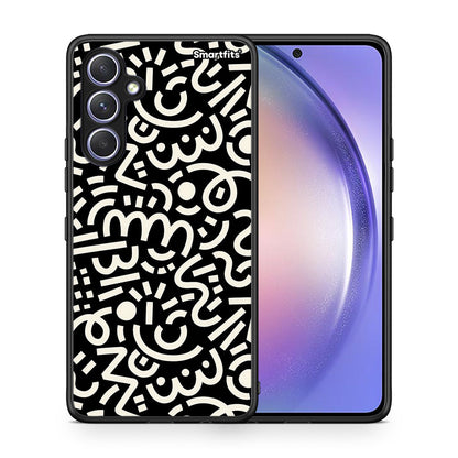 Θήκη Samsung Galaxy A54 Doodle Art από τη Smartfits με σχέδιο στο πίσω μέρος και μαύρο περίβλημα | Samsung Galaxy A54 Doodle Art Case with Colorful Back and Black Bezels