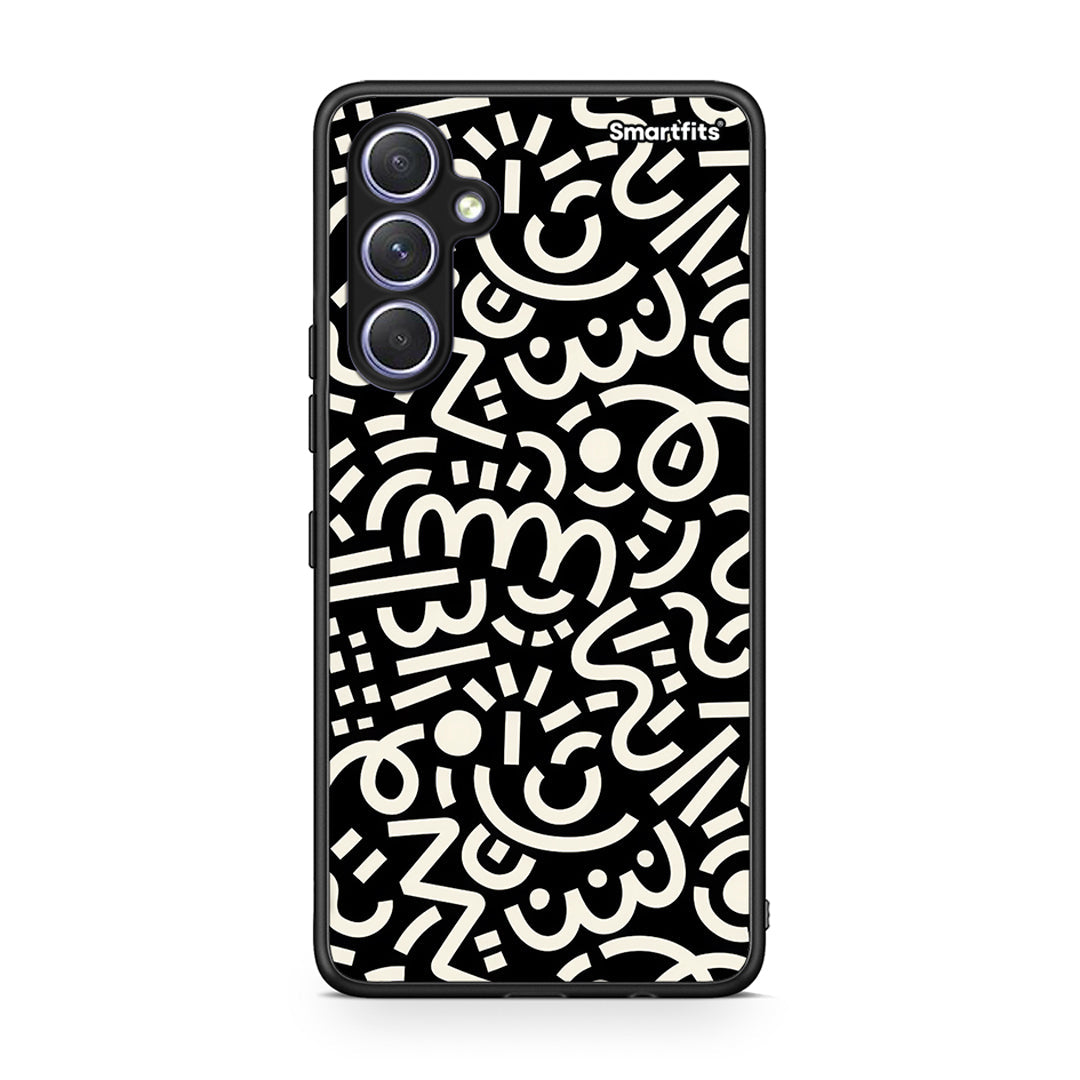 Θήκη Samsung Galaxy A54 Doodle Art από τη Smartfits με σχέδιο στο πίσω μέρος και μαύρο περίβλημα | Samsung Galaxy A54 Doodle Art Case with Colorful Back and Black Bezels