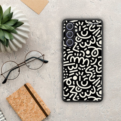 Θήκη Samsung Galaxy A54 Doodle Art από τη Smartfits με σχέδιο στο πίσω μέρος και μαύρο περίβλημα | Samsung Galaxy A54 Doodle Art Case with Colorful Back and Black Bezels
