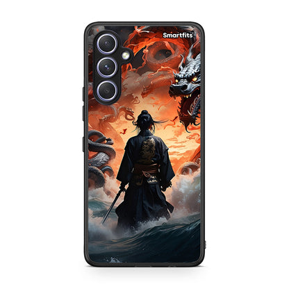 Θήκη Samsung Galaxy A54 Dragons Fight από τη Smartfits με σχέδιο στο πίσω μέρος και μαύρο περίβλημα | Samsung Galaxy A54 Dragons Fight Case with Colorful Back and Black Bezels