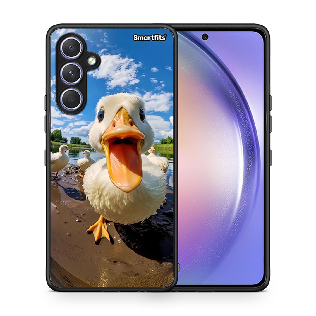 Θήκη Samsung Galaxy A54 Duck Face από τη Smartfits με σχέδιο στο πίσω μέρος και μαύρο περίβλημα | Samsung Galaxy A54 Duck Face Case with Colorful Back and Black Bezels