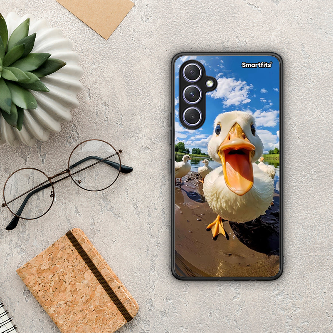 Θήκη Samsung Galaxy A54 Duck Face από τη Smartfits με σχέδιο στο πίσω μέρος και μαύρο περίβλημα | Samsung Galaxy A54 Duck Face Case with Colorful Back and Black Bezels