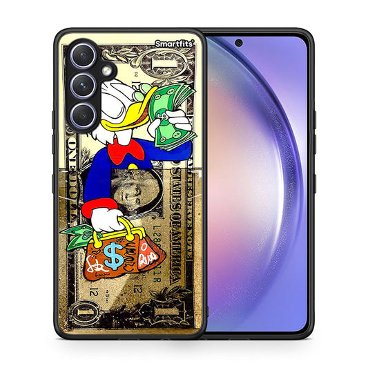 Θήκη Samsung Galaxy A54 Duck Money από τη Smartfits με σχέδιο στο πίσω μέρος και μαύρο περίβλημα | Samsung Galaxy A54 Duck Money Case with Colorful Back and Black Bezels