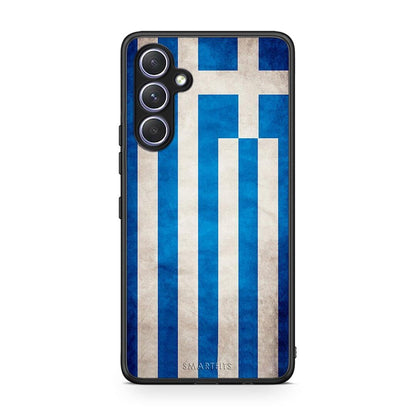 Θήκη Samsung Galaxy A54 Flag Greek από τη Smartfits με σχέδιο στο πίσω μέρος και μαύρο περίβλημα | Samsung Galaxy A54 Flag Greek Case with Colorful Back and Black Bezels