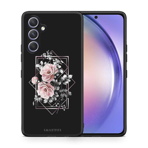 Θήκη Samsung Galaxy A54 Flower Frame από τη Smartfits με σχέδιο στο πίσω μέρος και μαύρο περίβλημα | Samsung Galaxy A54 Flower Frame Case with Colorful Back and Black Bezels