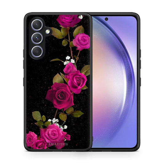 Θήκη Samsung Galaxy A54 Flower Red Roses από τη Smartfits με σχέδιο στο πίσω μέρος και μαύρο περίβλημα | Samsung Galaxy A54 Flower Red Roses Case with Colorful Back and Black Bezels